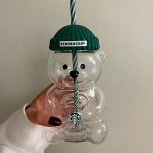 Starbucks Clear Bear Tumbler with Green Lid